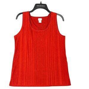 Chicos Ribbed Tank Top Knit Size M Minimalist Layering Sophisticated Career Chic